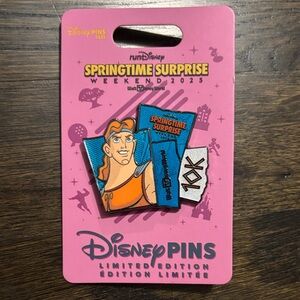Run Disney Springtime Surprise 10k Hercules Pin - Orange and Blue